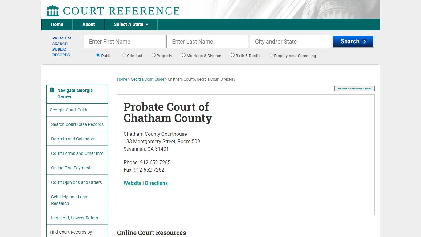 Probate Court of Chatham County - Court Records Directory